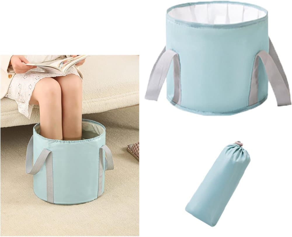 Foldable Foot Bath Tub Blue, Portable for Home Travel Camping Spa Care, 30x20cm - Image 1