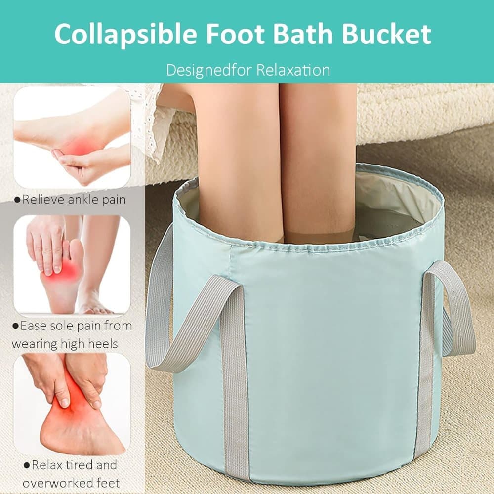 Foldable Foot Bath Tub Blue, Portable for Home Travel Camping Spa Care, 30x20cm - Image 5
