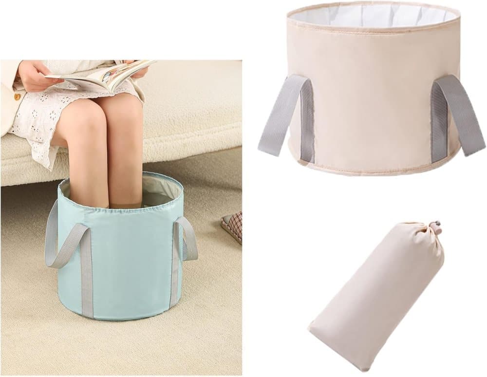 Foldable Foot Bath Tub 30x20cm, Portable Foot Spa for Home Travel Camping and Outdoor Use, Wood - Image 1