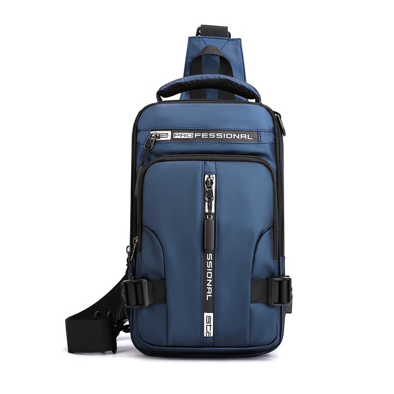 Multifunctional Water Resistant Shoulder Bag with USB Charging Port for Men and Women, Blue - Image 1