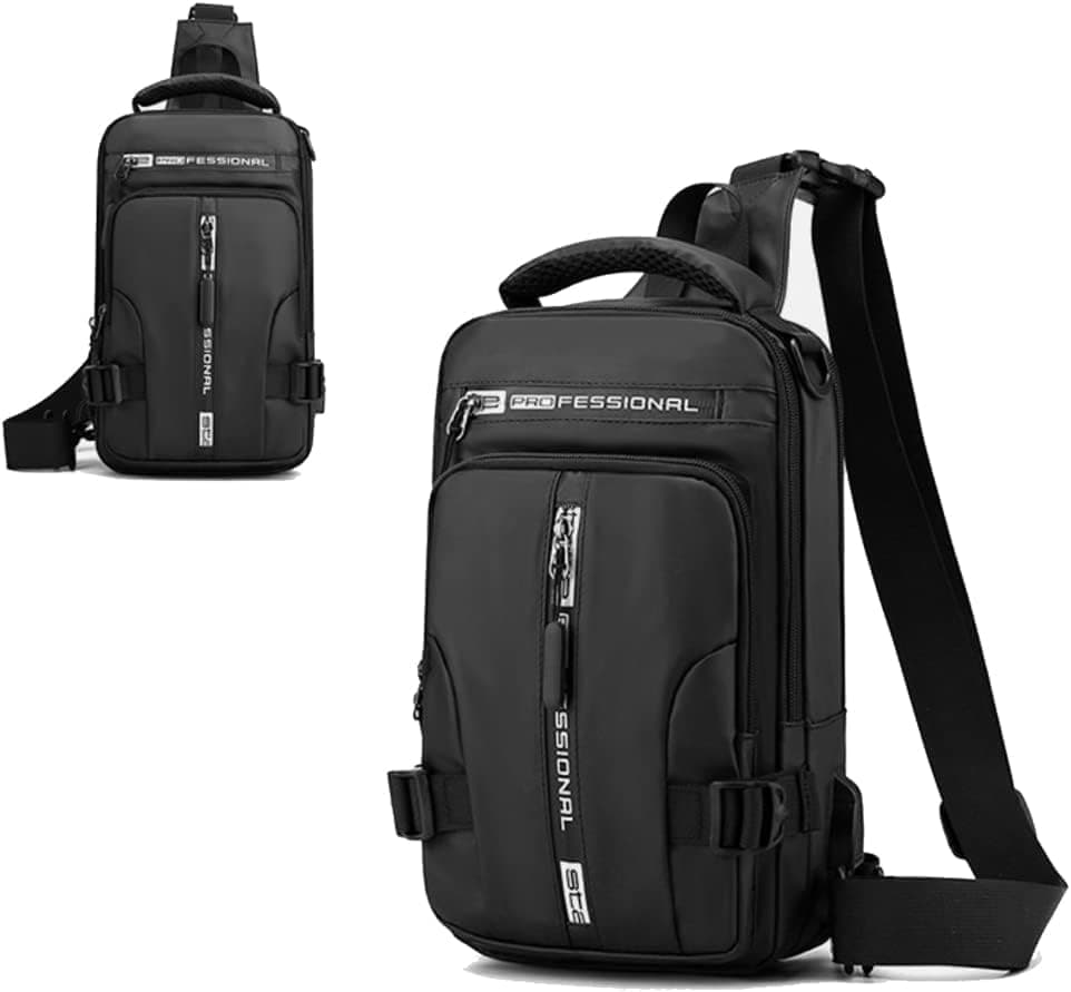Multifunctional Water Resistant Shoulder Bag with USB Charging Port for Men and Women, Blue - Image 2