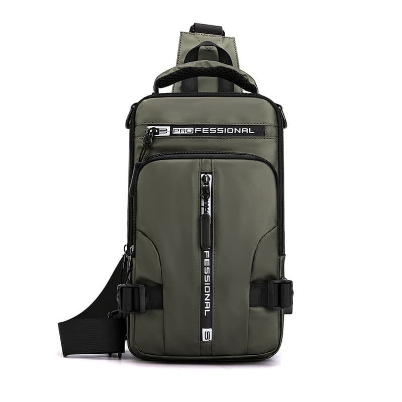 Men's Water Resistant Shoulder Bag with USB Charging Port, Cross Body Bag for Men and Women, Green - Image 1