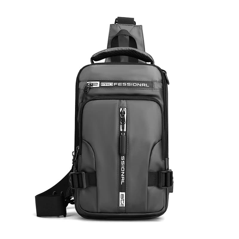 Men's Water Resistant Shoulder Bag with USB Charging Port, Cross Body Bag for Men and Women, Gray - Image 1