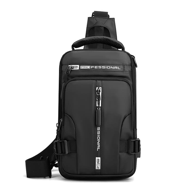 Men's Water Resistant Shoulder Bag with USB Charging Port, Cross Body Bag for Men and Women, Black - Image 1
