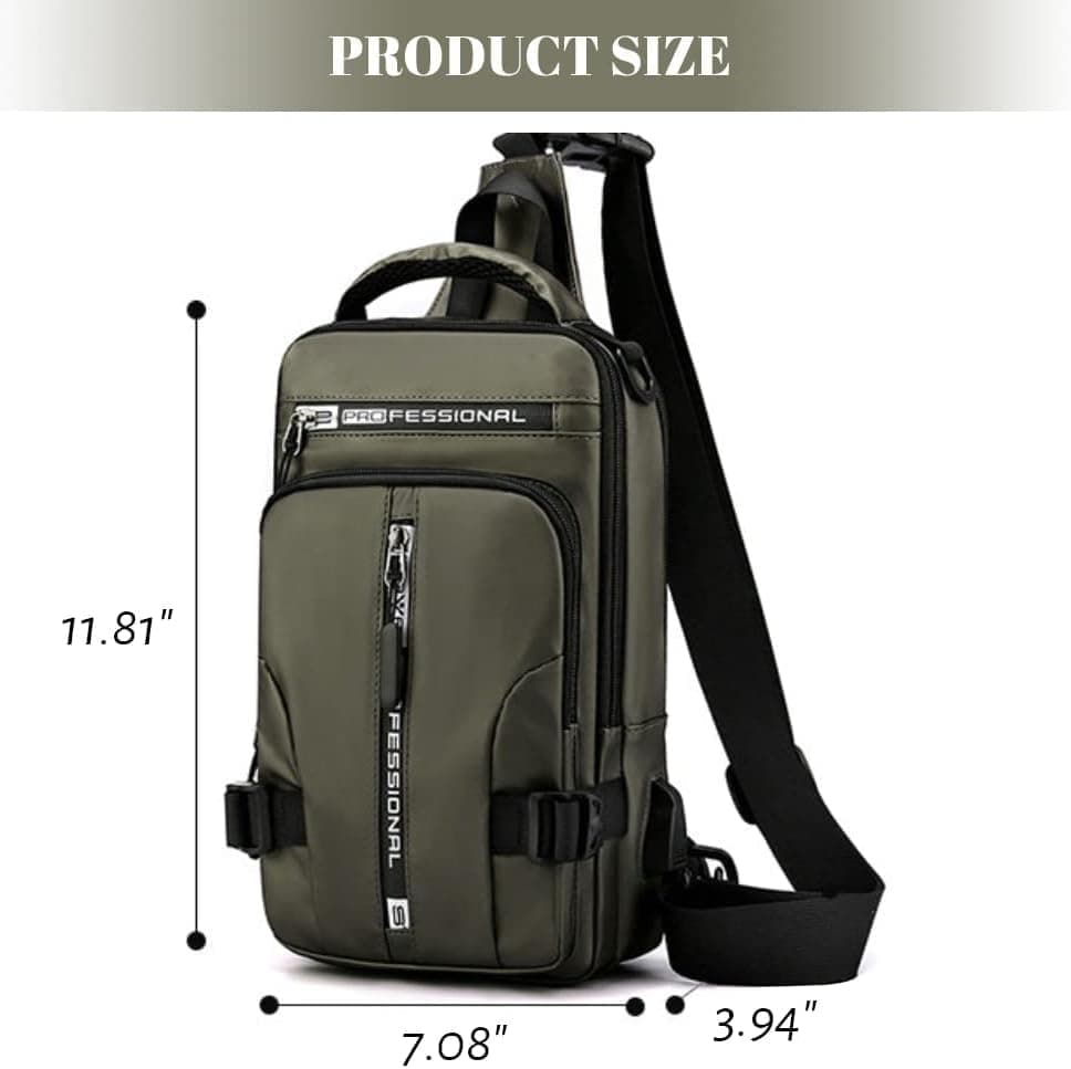 Men's Water Resistant Shoulder Bag with USB Charging Port, Cross Body Bag for Men and Women, Black - Image 7