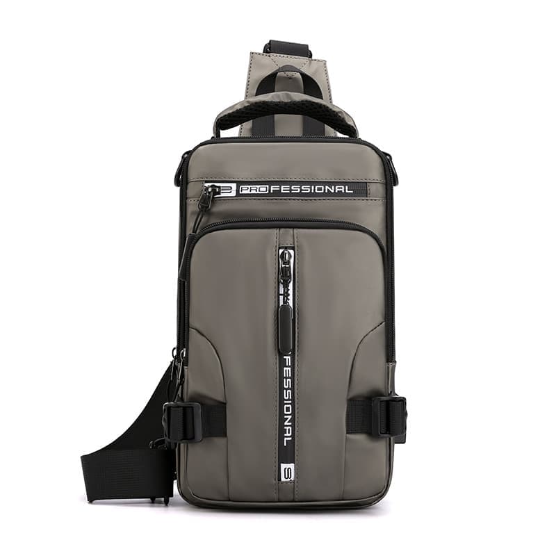 Multifunctional Water Resistant Shoulder Bag with USB Charging Port for Men and Women, Light Brown - Image 1