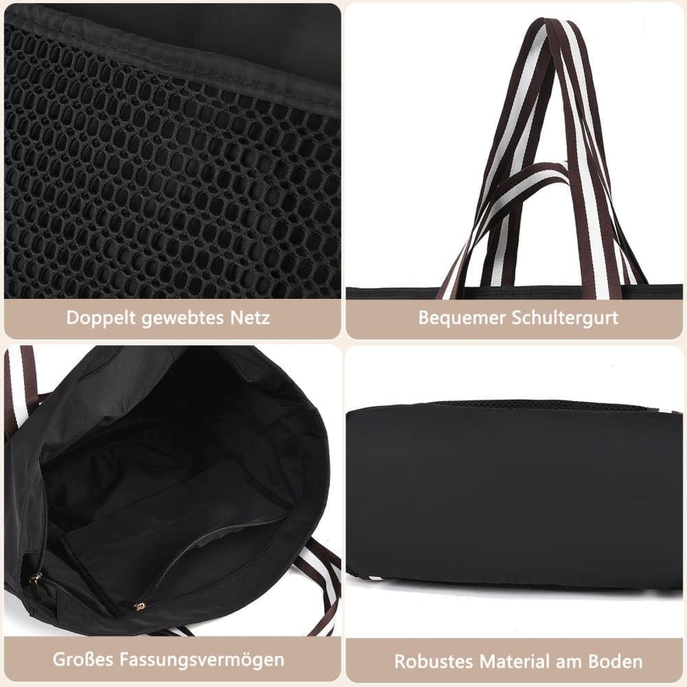 Waterproof Beach Bag for Women with Zipper, Sand-Resistant Design, Shoulder Strap, Perfect for Beach and Travel, Black - Image 3