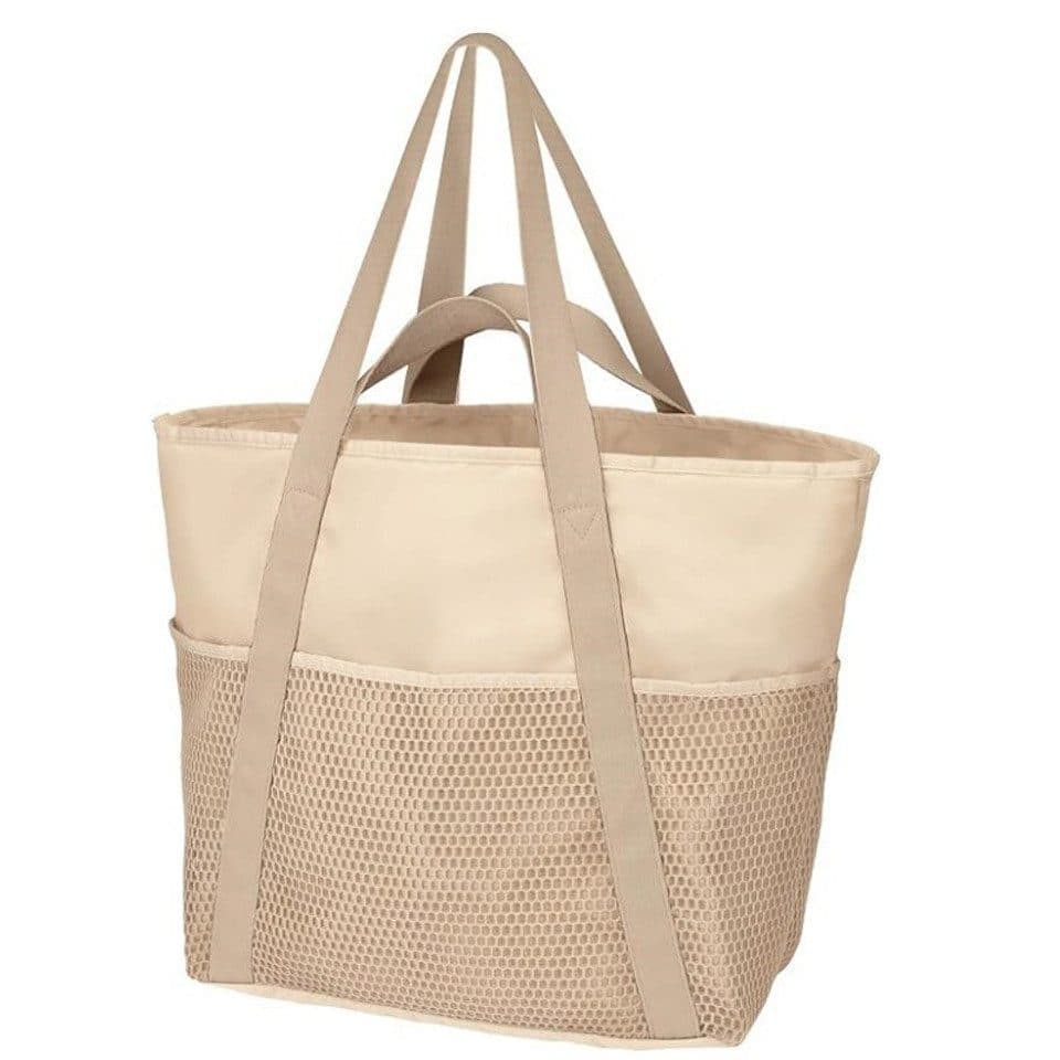 Waterproof Beach Bag for Women with Zipper Sand-Resistant Design Shoulder Strap, Beige - Image 1