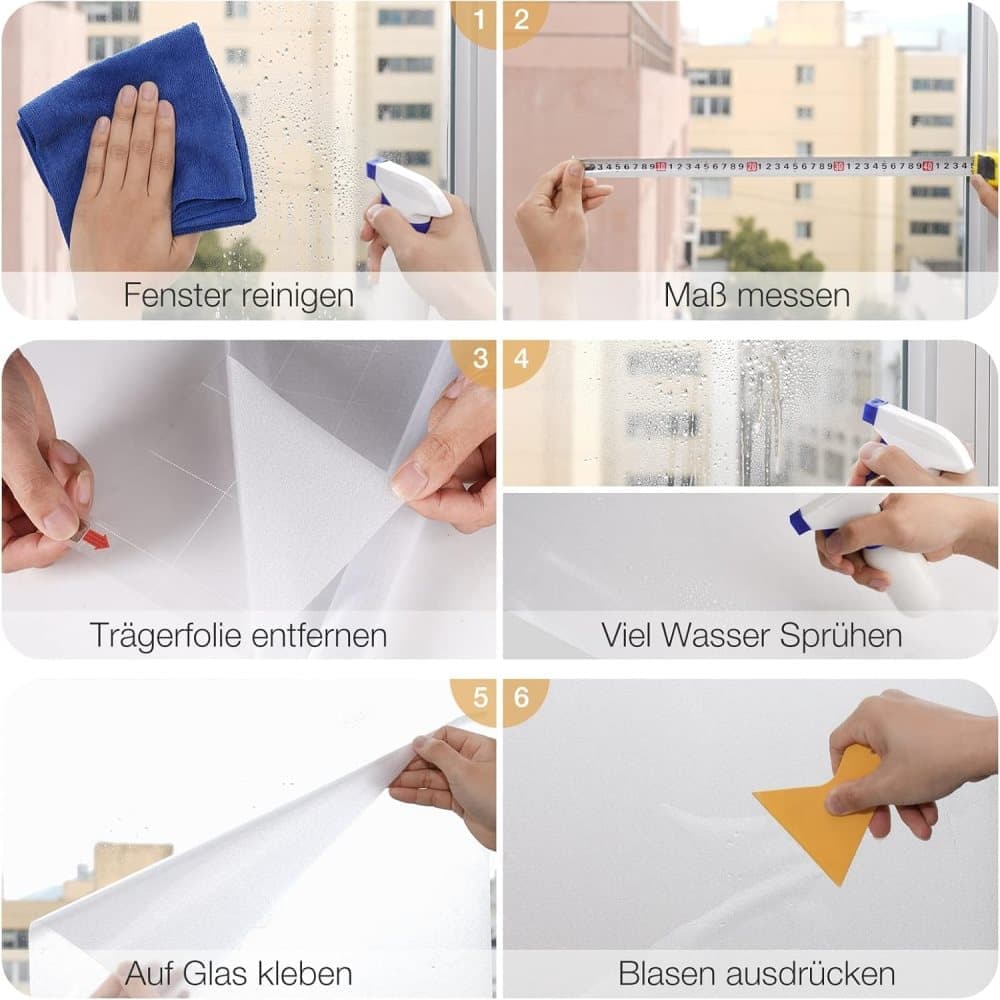 Frosted window film 60cmx5m, self-adhesive opaque privacy film with UV protection for bathrooms and offices, transparent - Image 8