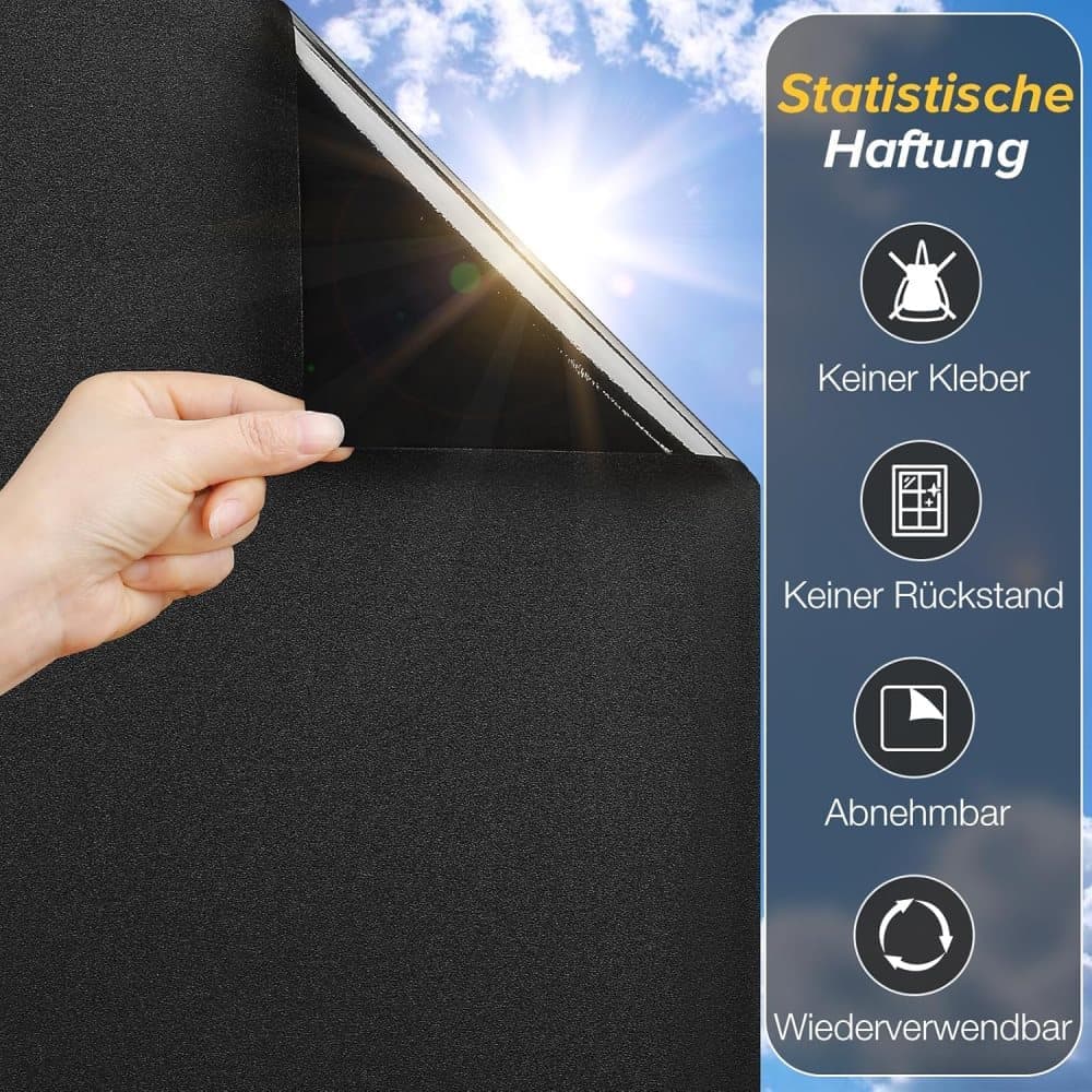 Black Frosted Self-Adhesive Window Film for Privacy and UV Protection, Opaque for Bathrooms and Offices, 45cmx2m - Image 4