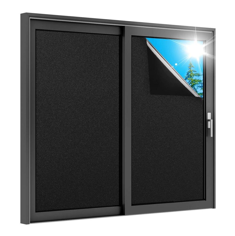 Black Frosted Window Film for Bathrooms and Offices, Self-Adhesive Opaque UV Protection Privacy Film, 45cmx5m - Image 1