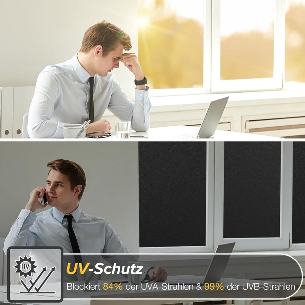 Black Frosted Window Film for Bathrooms and Offices, Self-Adhesive Opaque UV Protection Privacy Film, 45cmx5m - Image 5