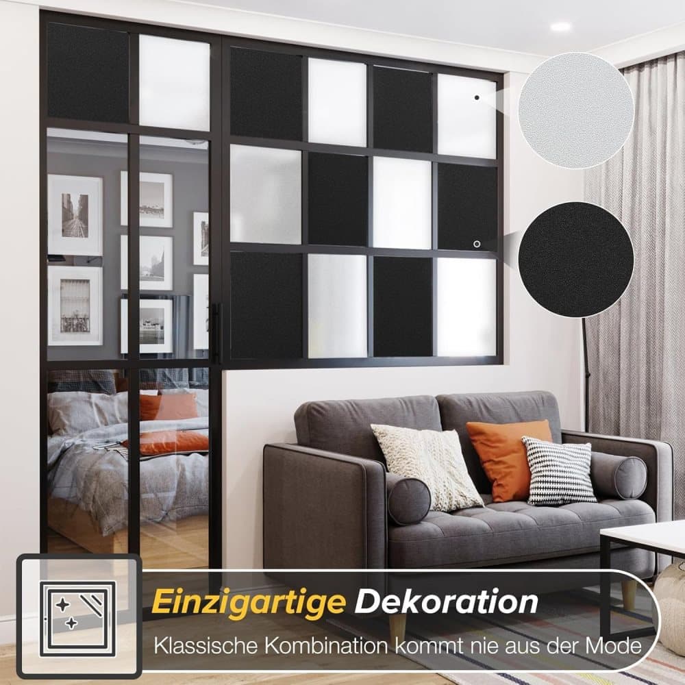 Black Frosted Window Film for Bathrooms and Offices, Self-Adhesive Opaque UV Protection Privacy Film, 45cmx5m - Image 6