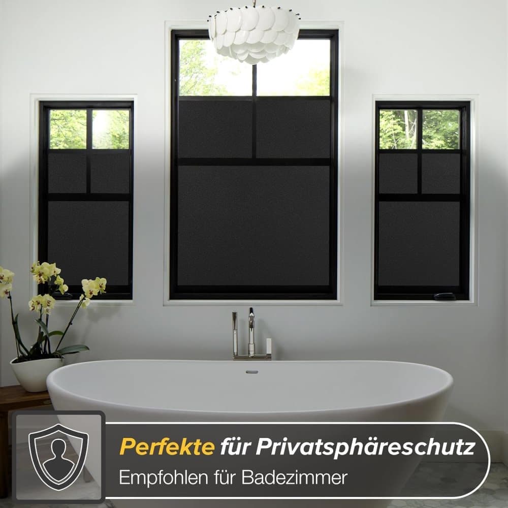 Frosted self-adhesive window film for privacy UV protection opaque for bathrooms and offices, 60cmx3m, Black - Image 8