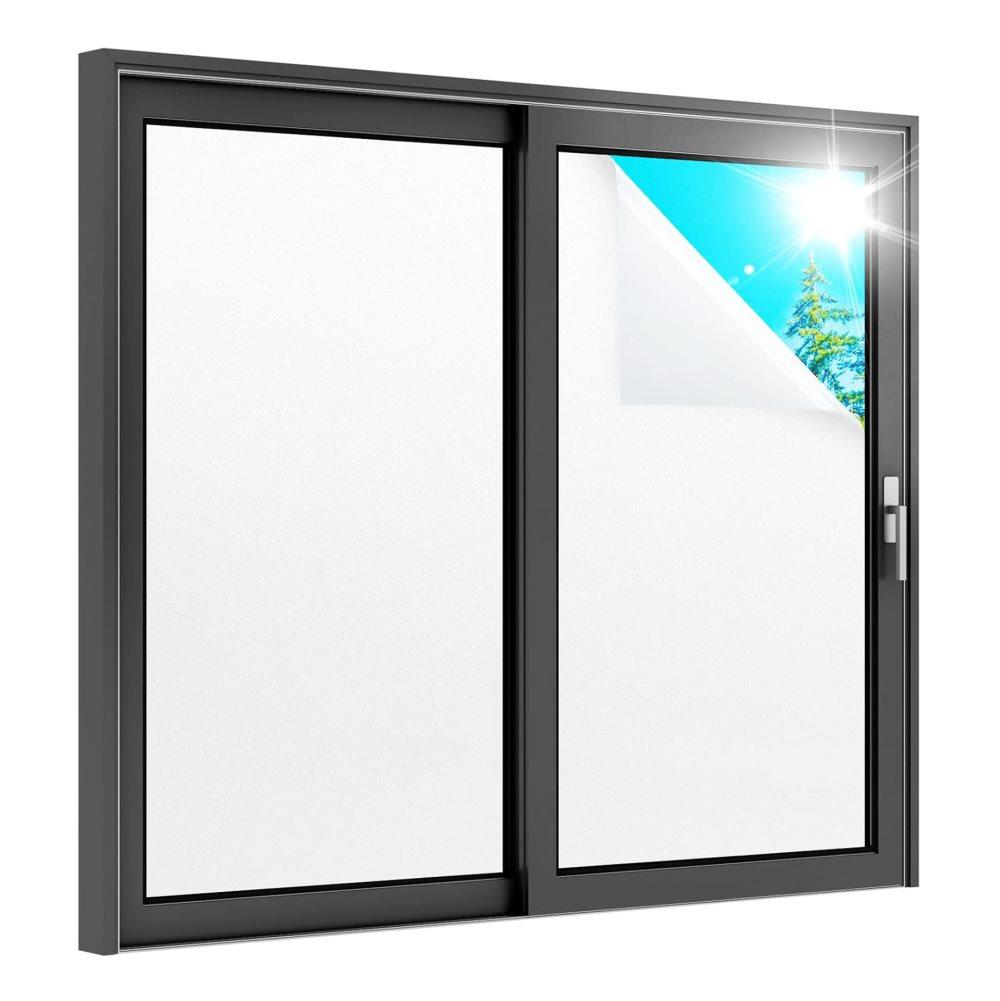 Self-Adhesive Frosted Window Film for Bathrooms and Offices, 60cmx3m, White - UV Protection Privacy Film - Image 1