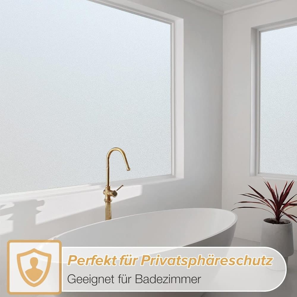 Opaque Frosted Window Film for Privacy, Self-Adhesive UV Protection Film for Bathrooms and Offices, 60cm x 3m, Transparent - Image 2