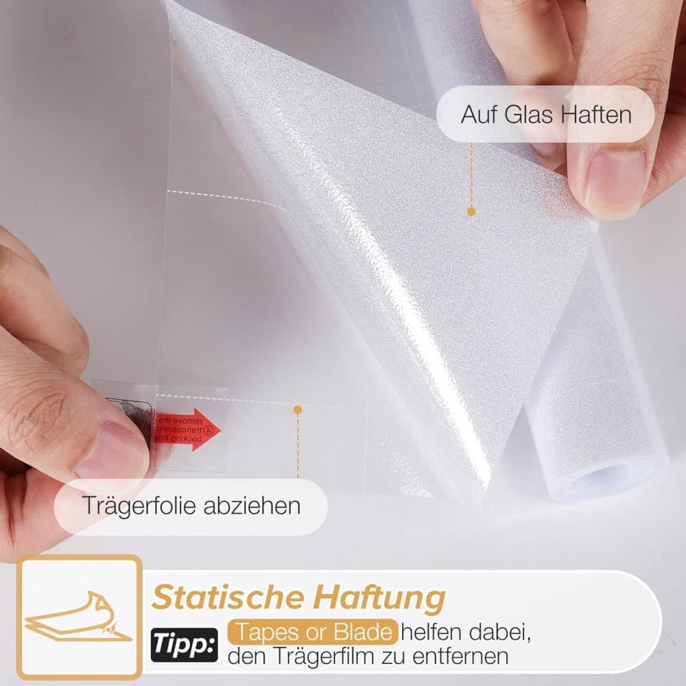 Opaque Frosted Window Film for Privacy, Self-Adhesive UV Protection Film for Bathrooms and Offices, 60cm x 3m, Transparent - Image 6