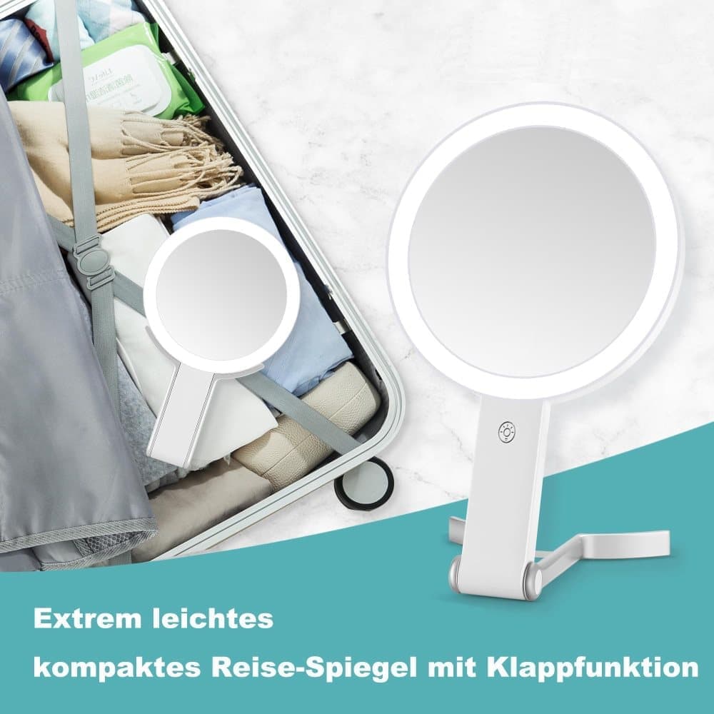 10X/1X LED Makeup Mirror with Adjustable Lighting, Double-Sided Magnifying Mirror for Skin Care, Compatible with All Brands - Image 7