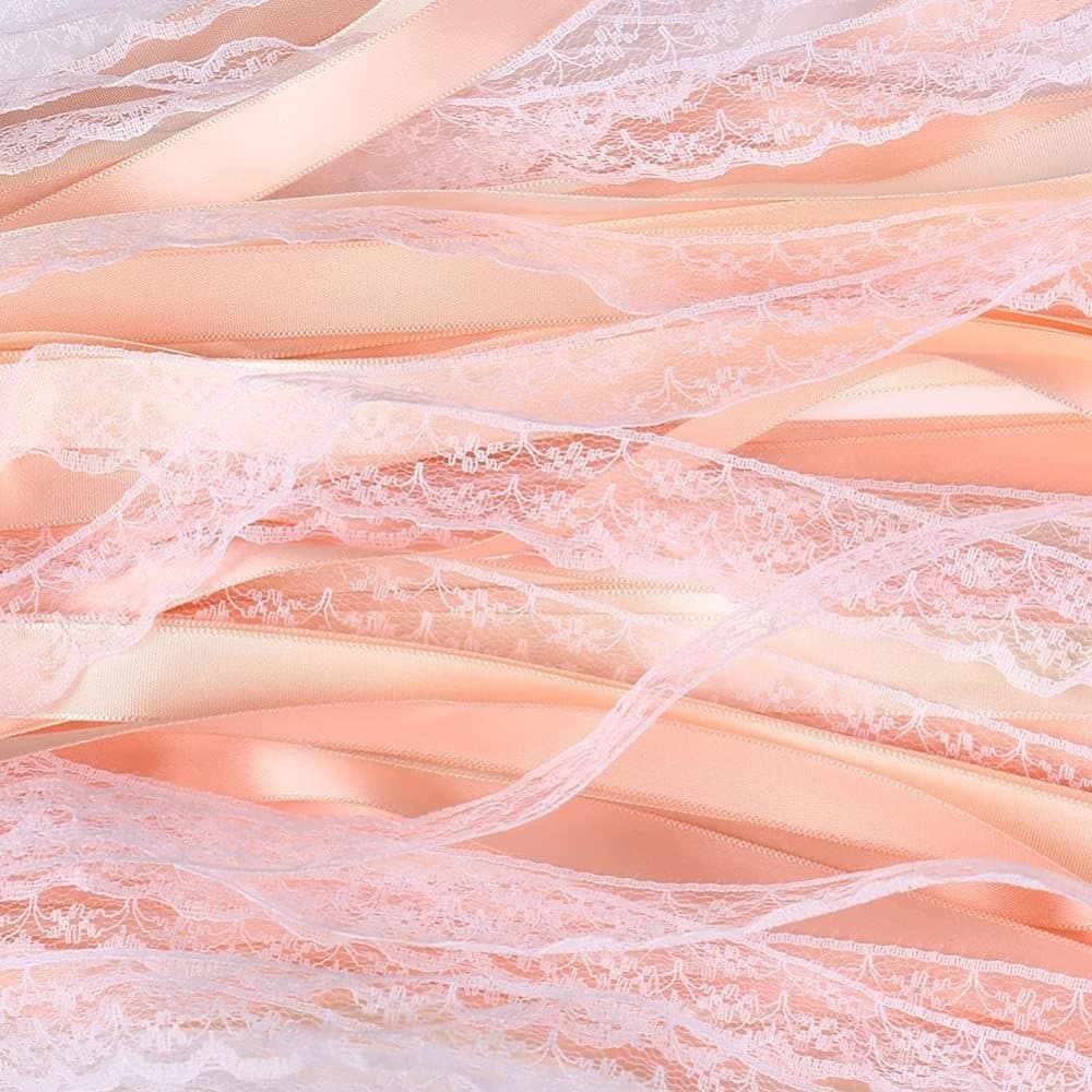 30 Pack Pink Satin & Lace Ribbon Wands for Wedding Party Decor, 30cm - Image 5