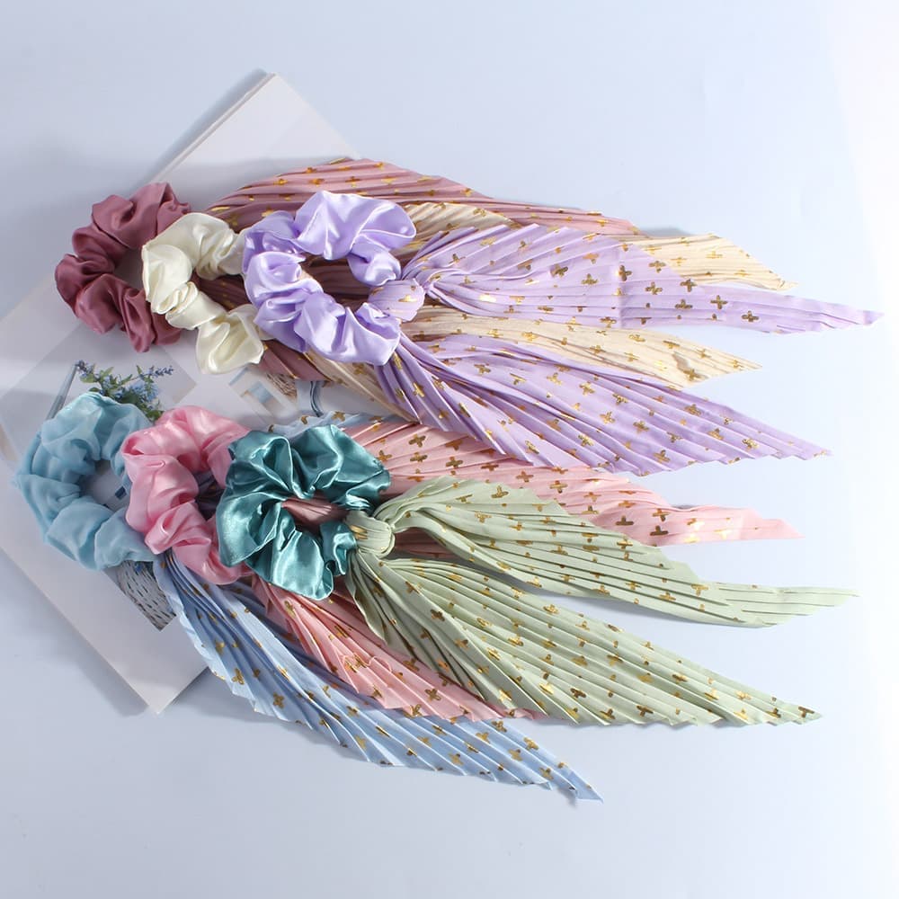Colorful Satin Hair Ties with Bow 6-Pack, Scrunchies Hair Bands for Women, Compatible with Weddings Parties Work School Yoga - Image 5