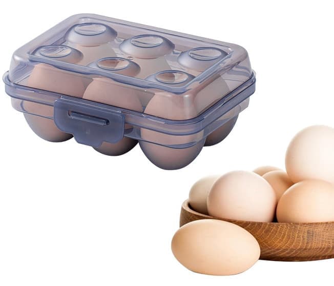 6-Compartment Egg Storage, Portable Transparent PP Material for Picnics Hiking, Compatible with Refrigerator, Blue - Image 1