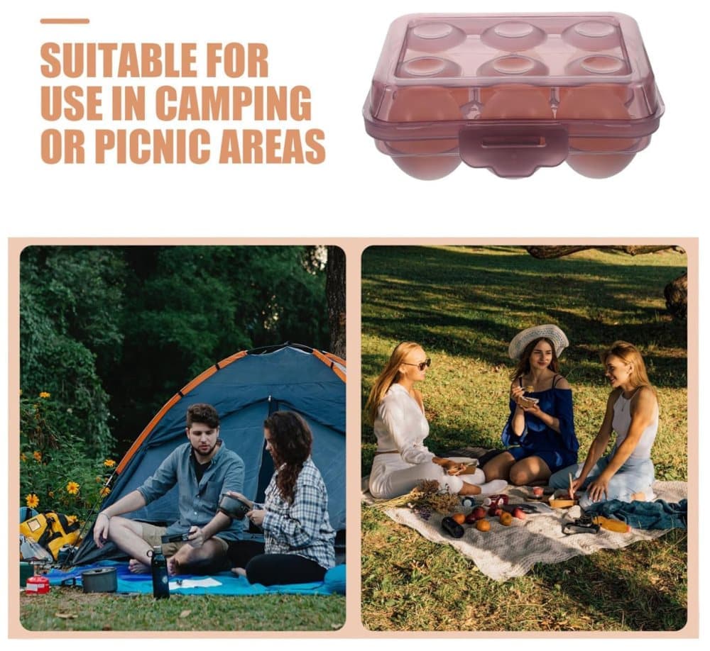 6-Compartment Egg Storage, Portable Transparent PP Material for Picnics Hiking, Compatible with Refrigerator, Blue - Image 6