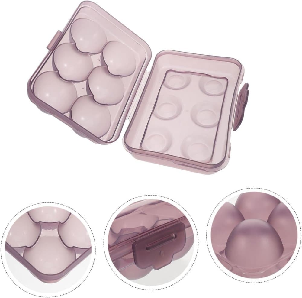 6-Compartment Egg Storage, Portable Transparent PP Material for Refrigerator Picnics Hiking, Purple - Image 1