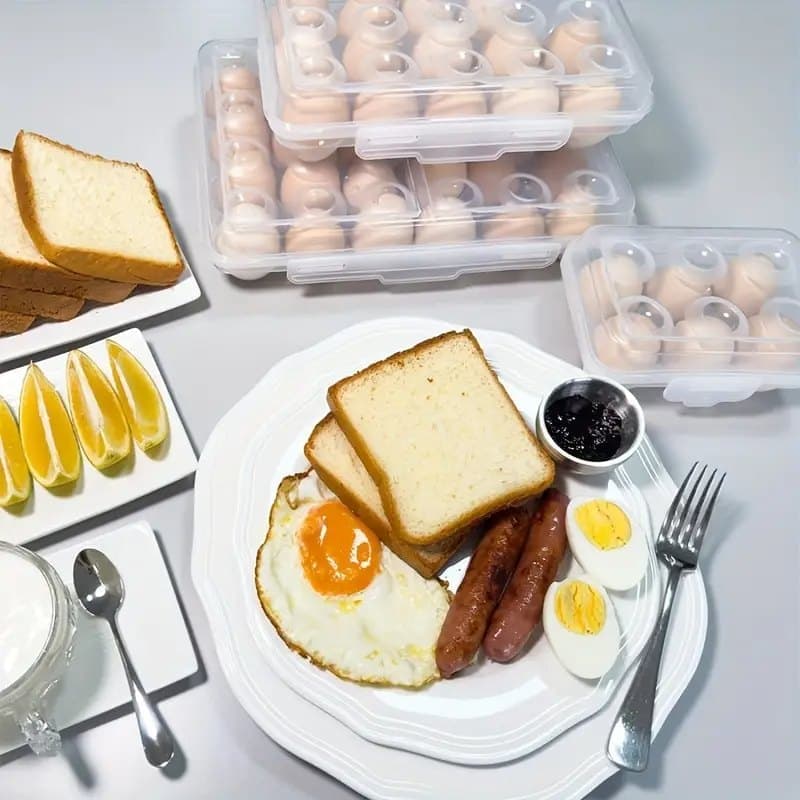 6-Compartment Egg Storage, White Portable Transparent PP Egg Holder for Refrigerator Picnics Hiking, 6 eggs - Image 2