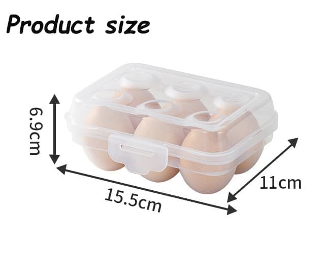 6-Compartment Egg Storage, White Portable Transparent PP Egg Holder for Refrigerator Picnics Hiking, 6 eggs - Image 5