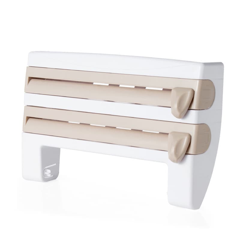 Foil cutter wall holder for plastic and aluminum foil, multifunctional kitchen paper holder, no drilling design, brown, 39x10x24cm - Image 1