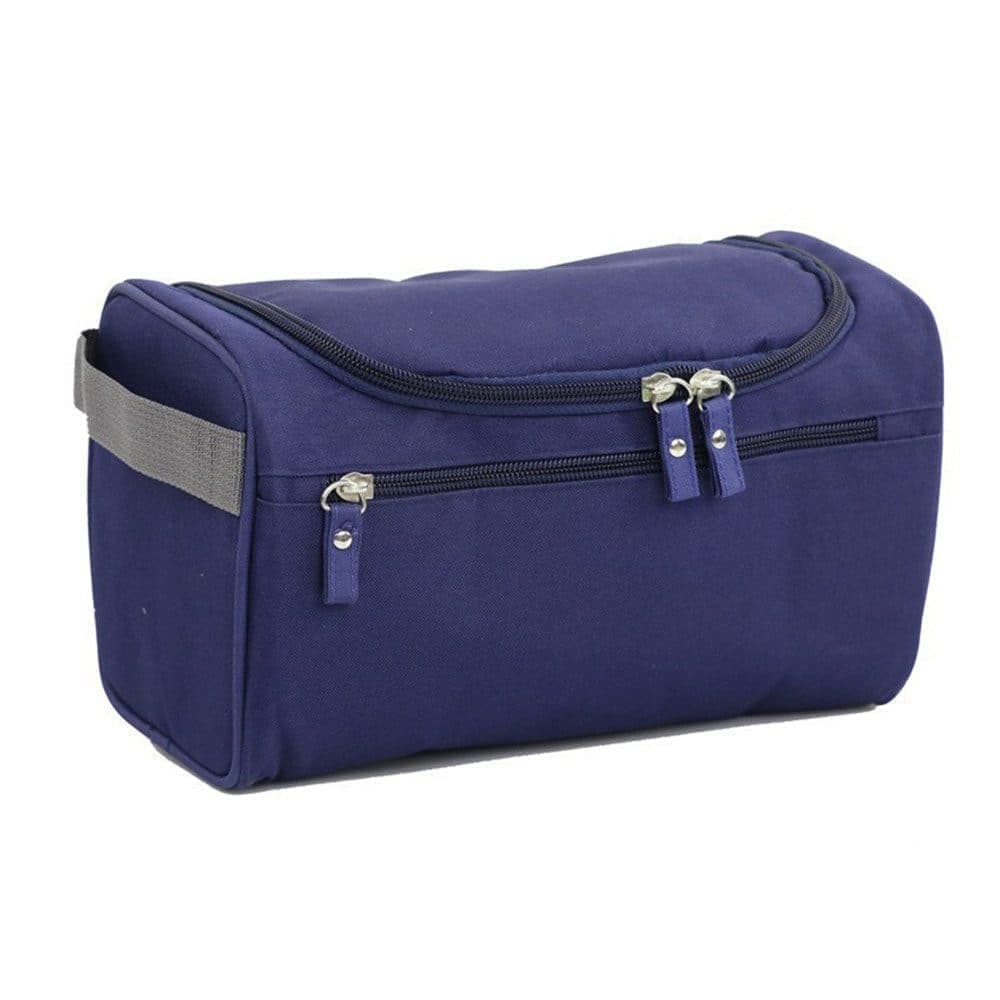 Waterproof makeup bag with 3 compartments and handle, hanging toiletry bag for men and women, dark blue - Image 1