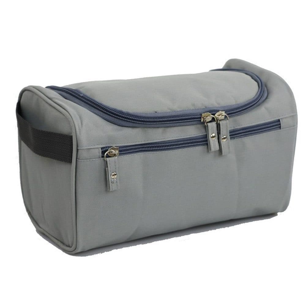 Waterproof makeup bag with 3 compartments and handle, hanging toiletry bag for men and women, Gray - Image 1