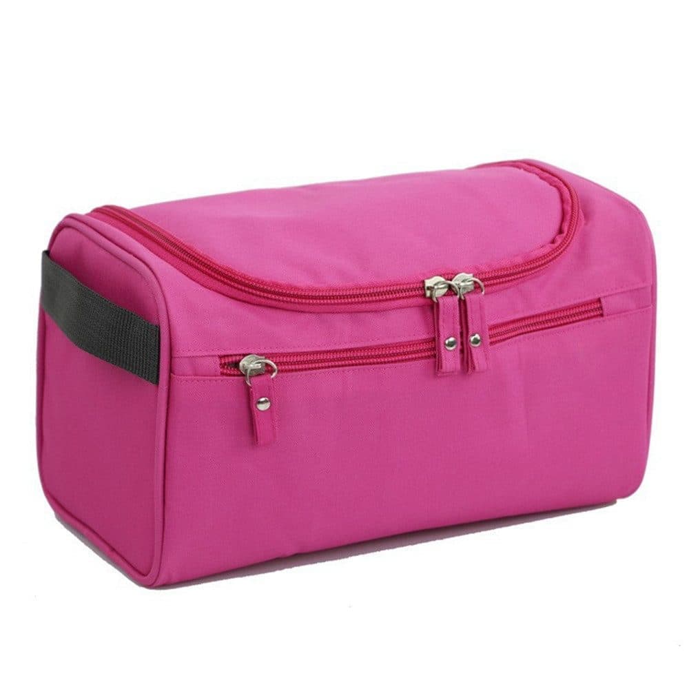 Waterproof makeup bag with 3 compartments and handle, hanging toiletry bag for men and women, red - Image 1