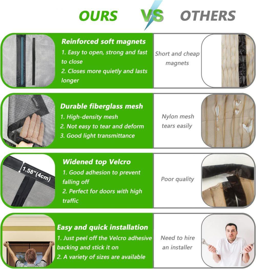 Magnetic insect screen door 80x210cm, automatic closing, durable scratch-resistant, breathable quiet, for insect mosquito protection - Image 7
