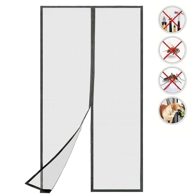 Magnetic insect screen door with automatic closing, quiet durable scratch-resistant breathable mesh for insect and mosquito protection, 120x210cm - Image 1