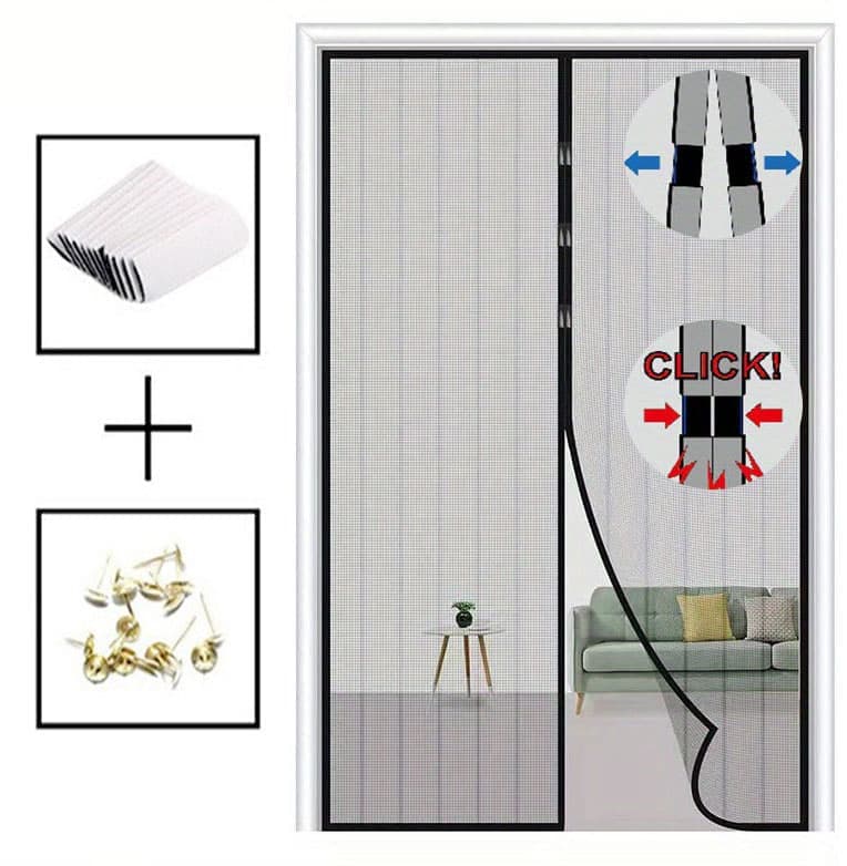 Magnetic insect screen door with automatic closing, quiet durable scratch-resistant breathable mesh for insect and mosquito protection, 120x210cm - Image 3