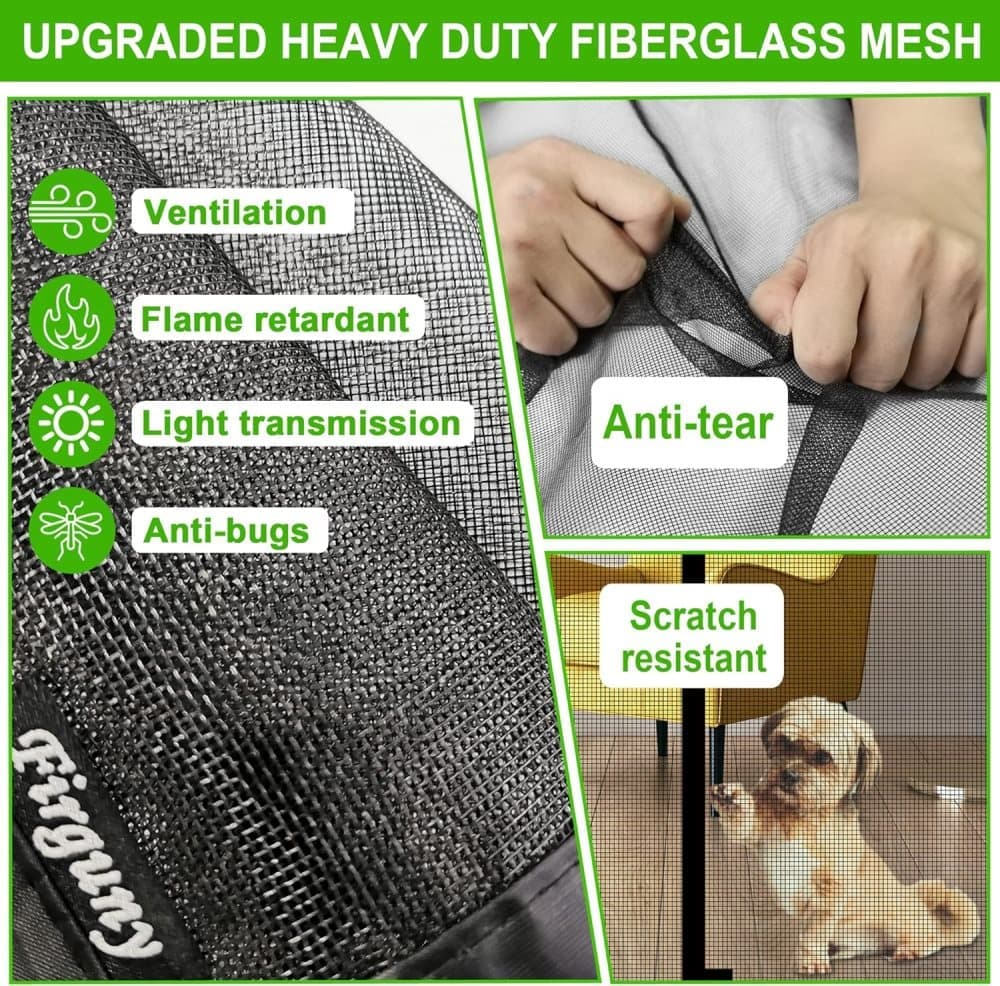 Magnetic insect screen door with automatic closing, quiet durable scratch-resistant breathable mesh for insect and mosquito protection, 120x210cm - Image 8