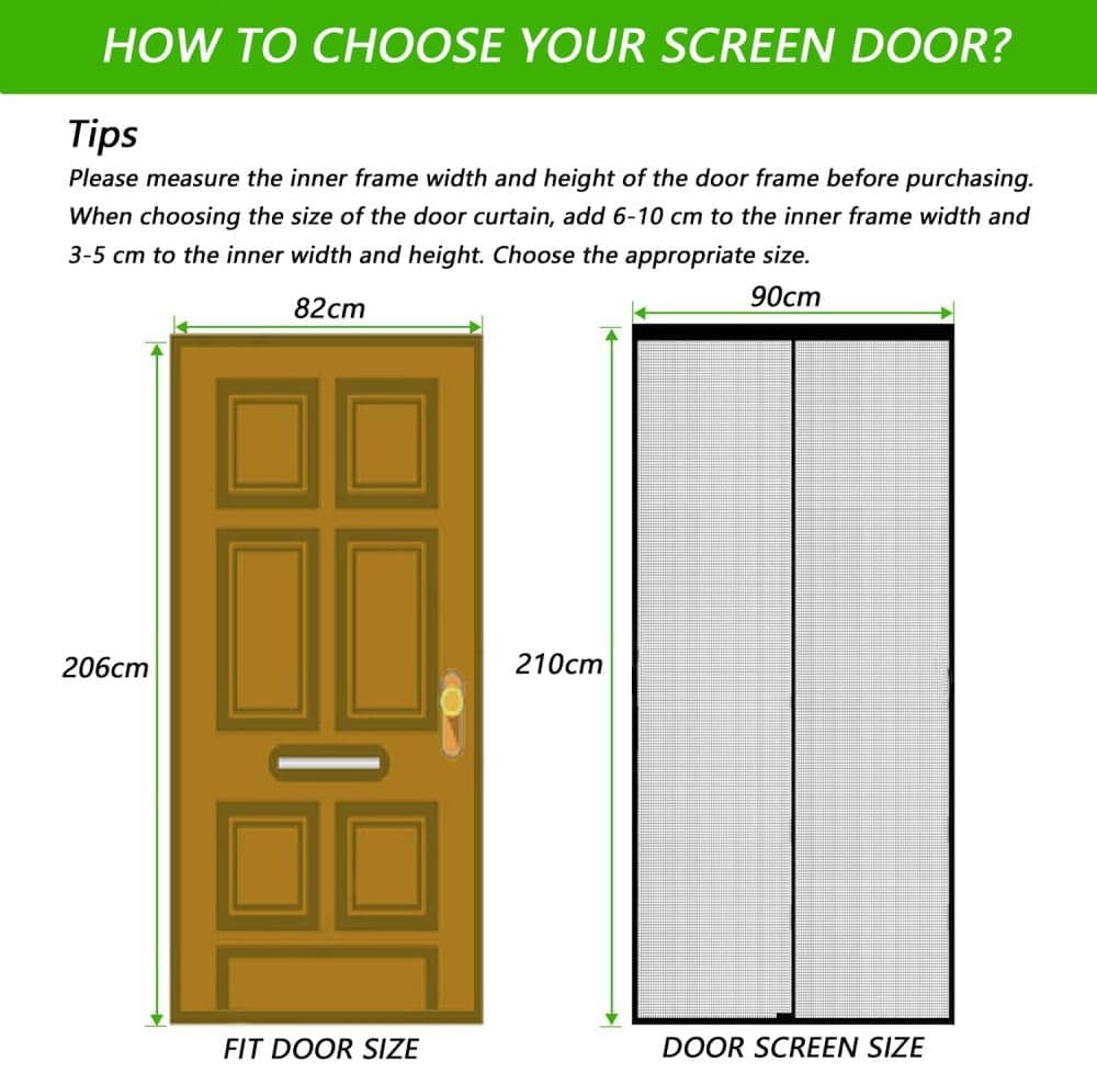 Magnetic insect screen door, automatic closing, durable and scratch-resistant, breathable for insect and mosquito protection, 110x210cm - Image 5