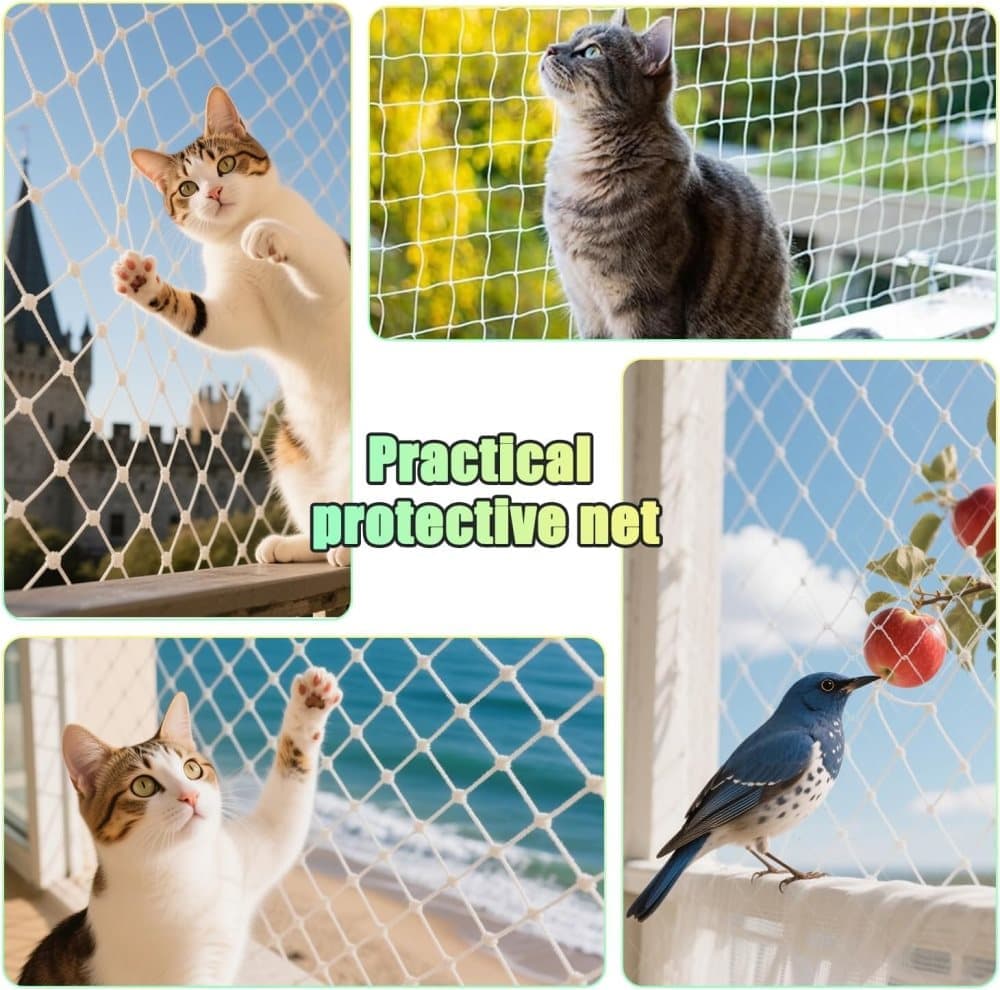 1 Pack Cat Protection Net for Balconies and Windows, Compatible with Cats, 8M x 3M - Image 2