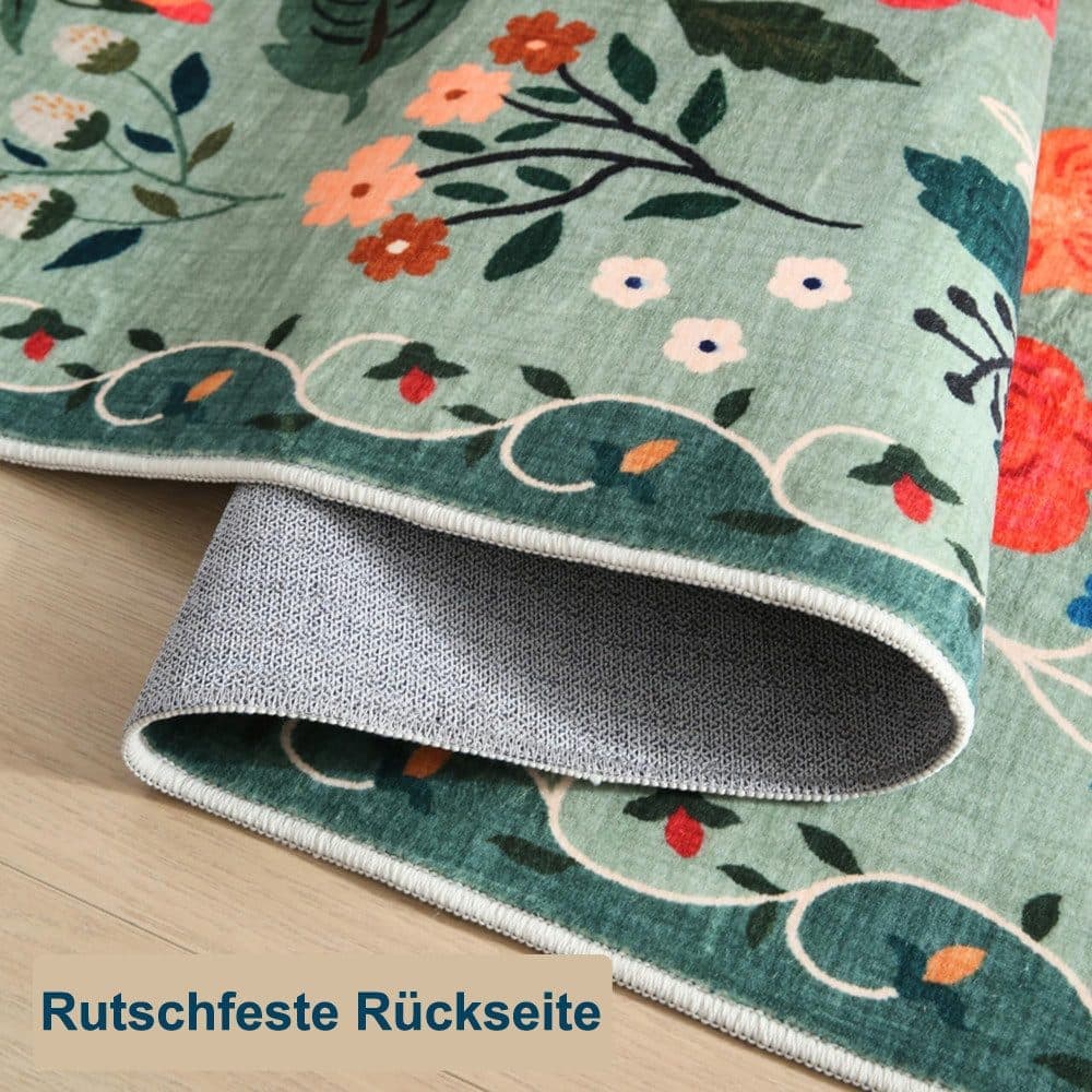 Floral Doormat Non-slip Absorbent Dirt-Resistant Machine Washable for Bathroom Hallway and Kitchen, 40x60cm, Orange - Image 4