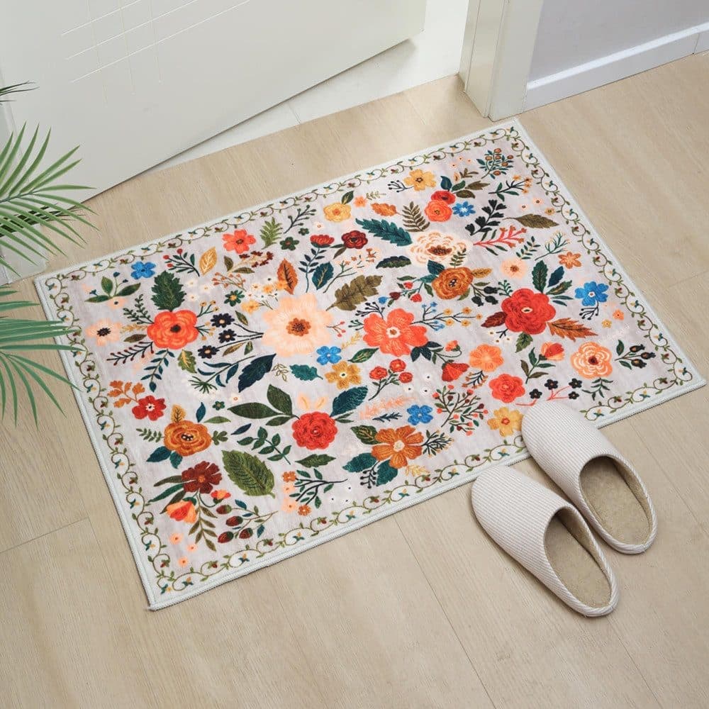 Bohemian Floral Doormat Non-slip Absorbent Dirt-Resistant Machine Washable, 60x90 cm, Beige - Image 7