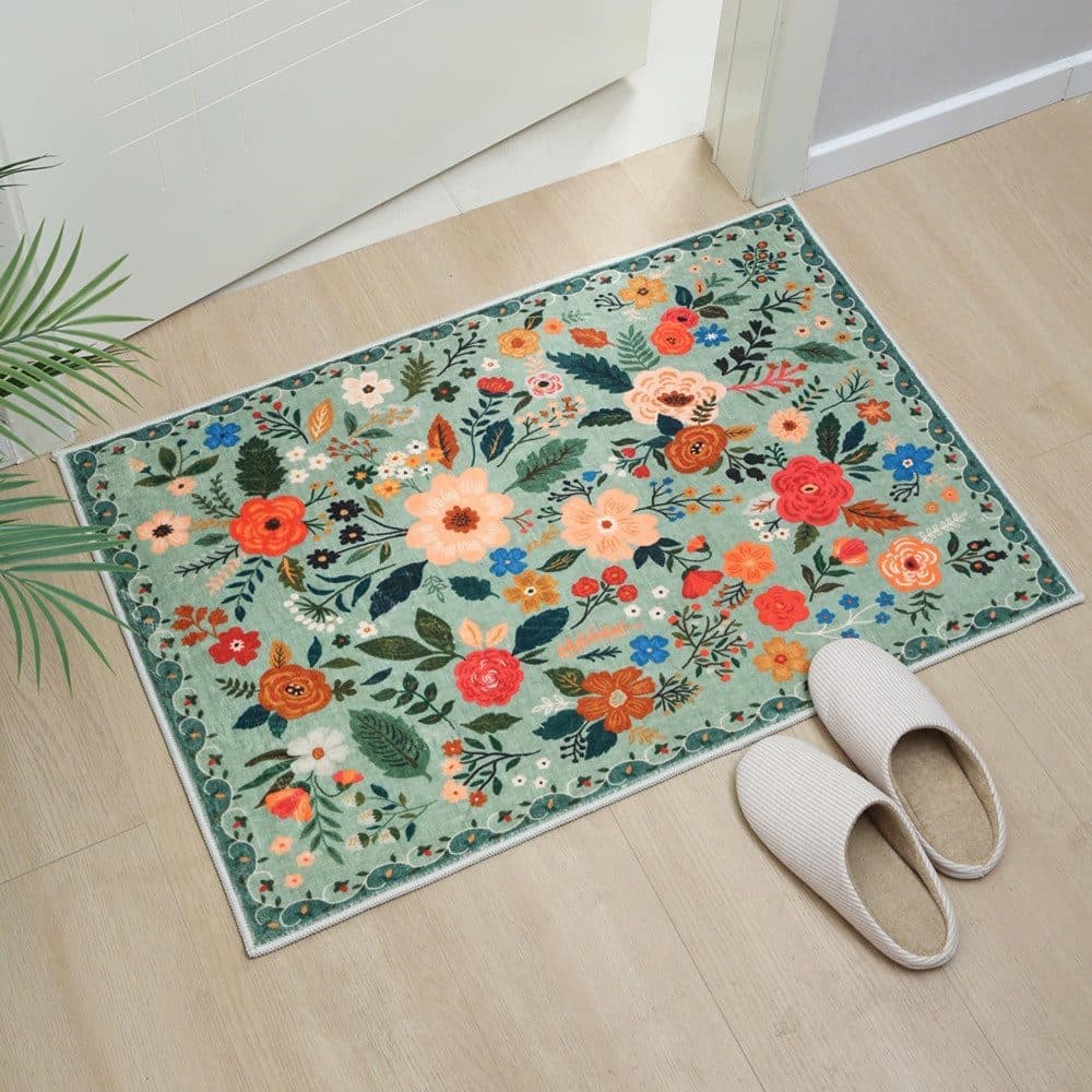 Bohemian Floral Doormat Non-slip Absorbent Dirt-Resistant Machine Washable for Bathroom Hallway and Kitchen, 50x80cm, Orange - Image 6