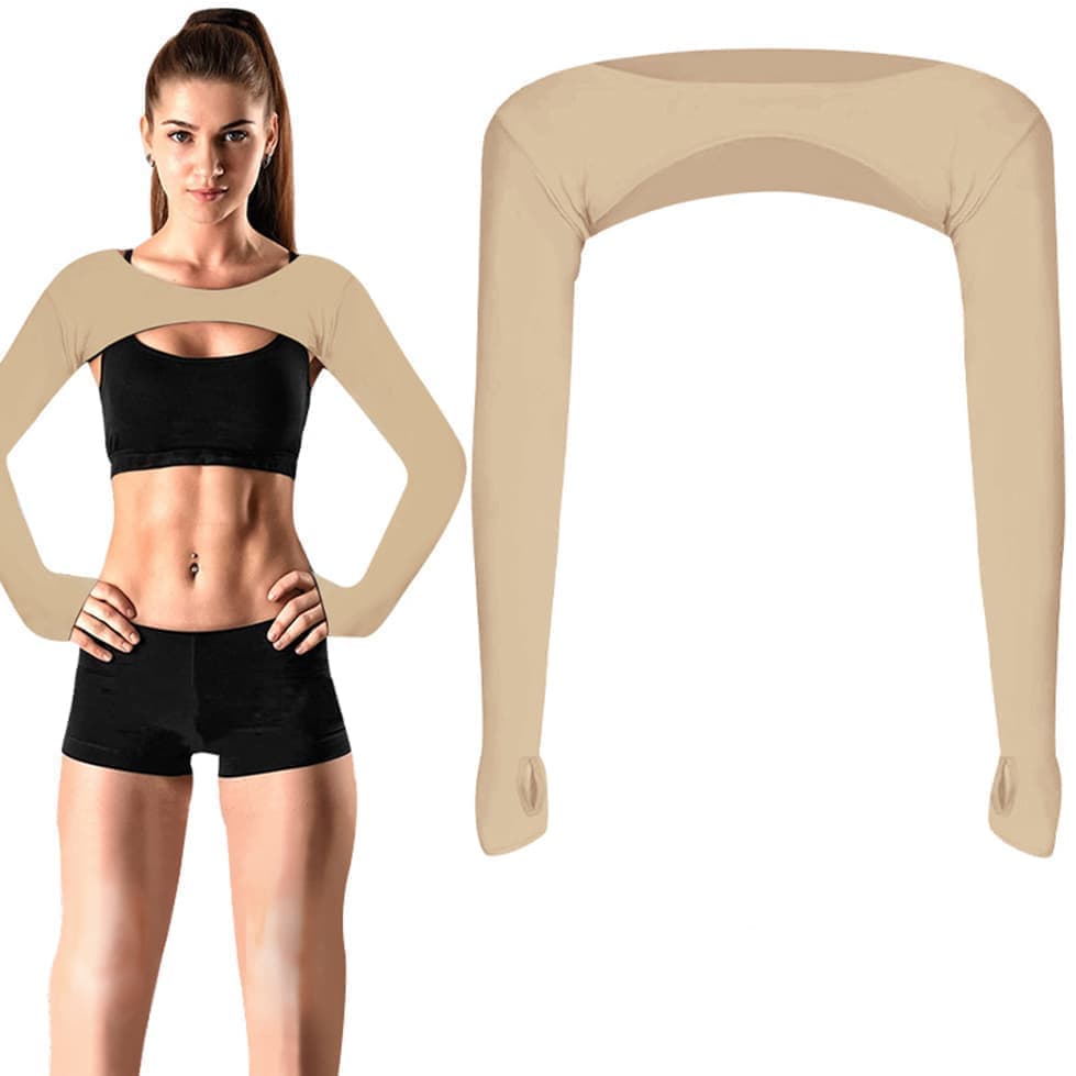 Breathable Quick-Dry Arm Warmers with Shoulder Protection and Thumb Holes, Wood - Image 1