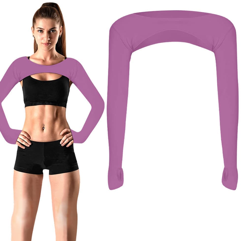 Breathable Quick-Drying Arm Warmers with Shoulder Protection and Thumb Holes, Purple - Image 1