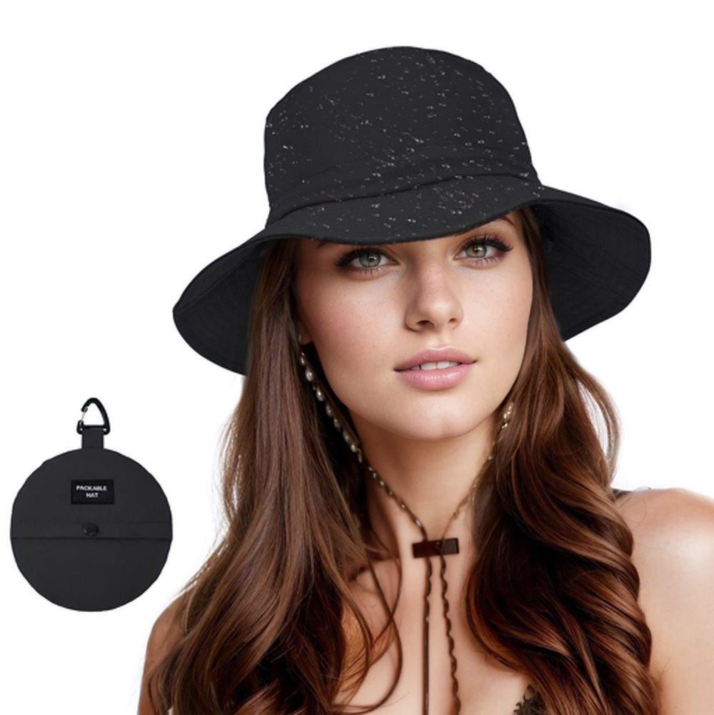 Foldable Waterproof Fisherman Hat Unisex Quick-Drying Sun Protection for Summer Outdoor, Black - Image 1