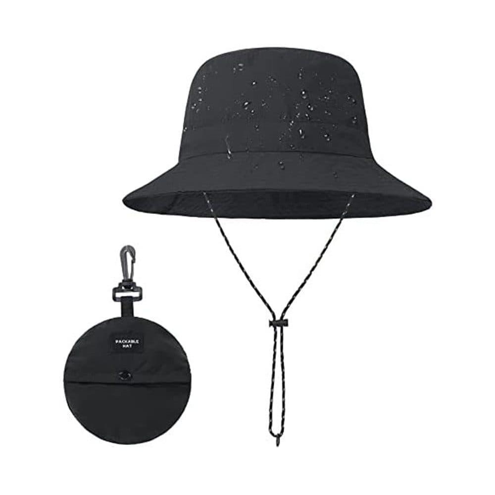 Foldable Waterproof Fisherman Hat Unisex Quick-Drying Sun Protection for Summer Outdoor, Black - Image 2