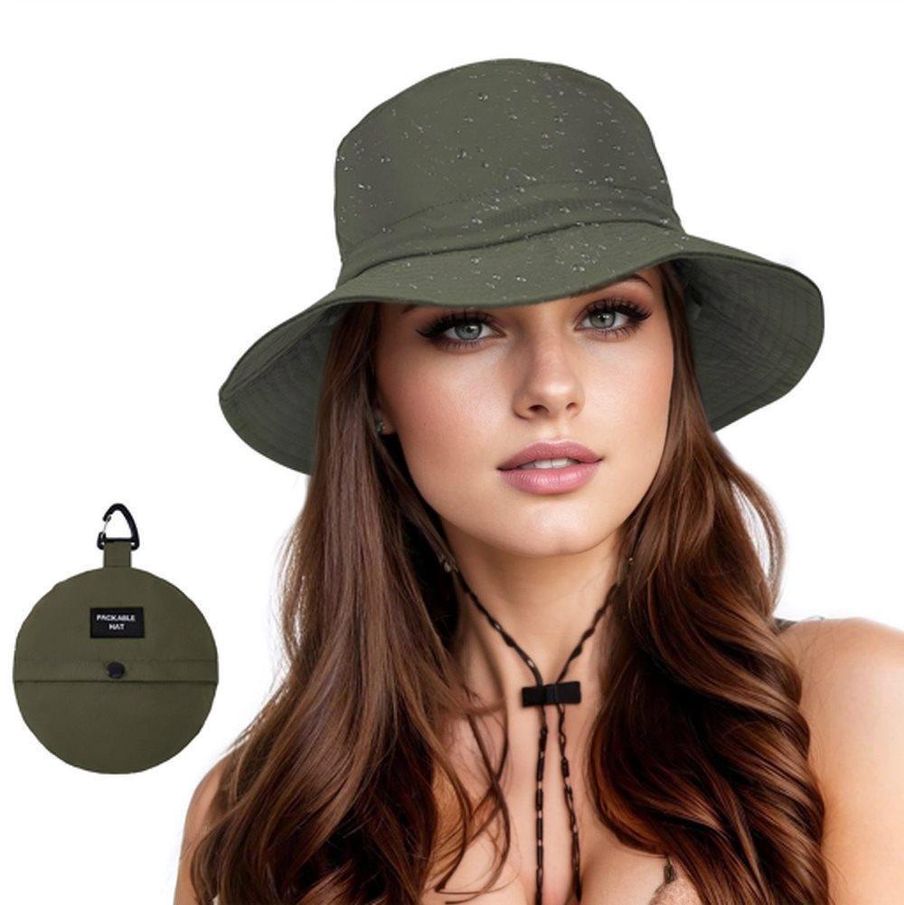Foldable Waterproof Fisherman Hat Unisex Quick-Drying Sun Protection Summer Outdoor, Dark Green - Image 1