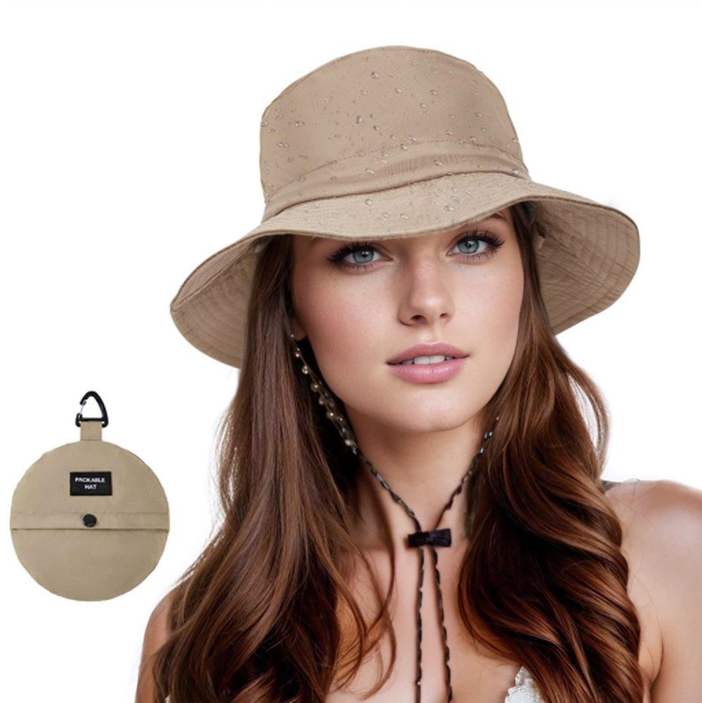 Foldable Waterproof Fisherman Hat Unisex Quick-Drying Sun Hat for Summer Outdoor, Light Brown - Image 1