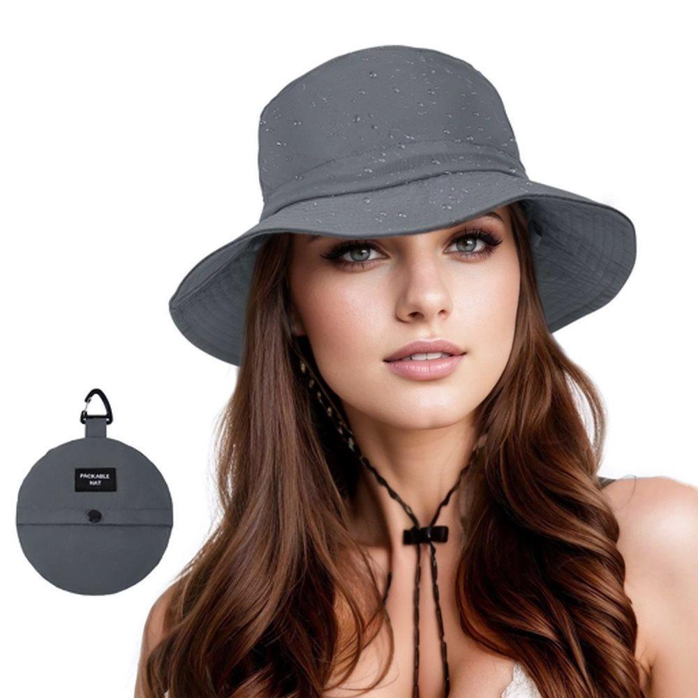 Foldable Waterproof Fisherman Hat Unisex Quick-Drying Sun Protection Summer Outdoor Hat, Dark Gray - Image 1