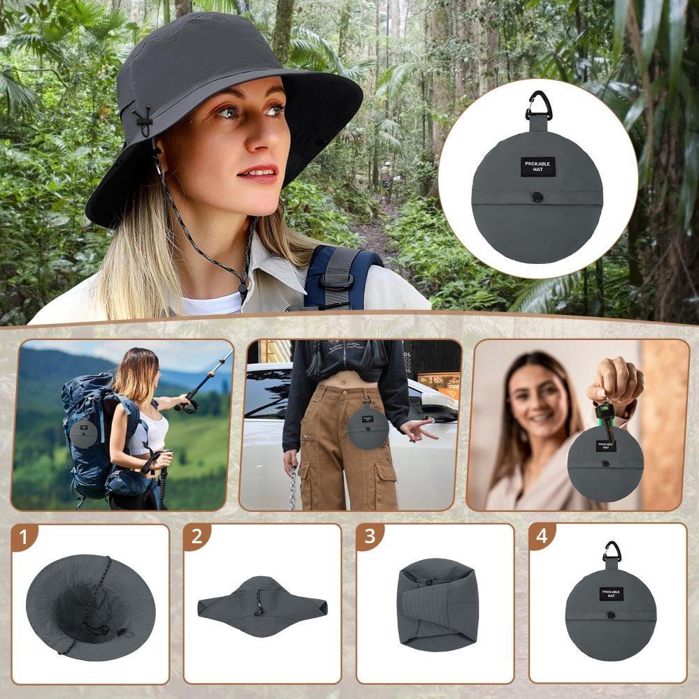 Foldable Waterproof Fisherman Hat Unisex Quick-Drying Sun Protection Summer Outdoor Hat, Dark Pink - Image 3
